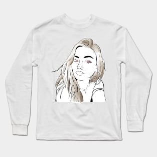 Beautiful girl looking at you - Brown Black Long Sleeve T-Shirt